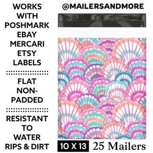 25 10X13 Poly Mailers Seashell Shells Flat Mailers PRICE IS FIRM